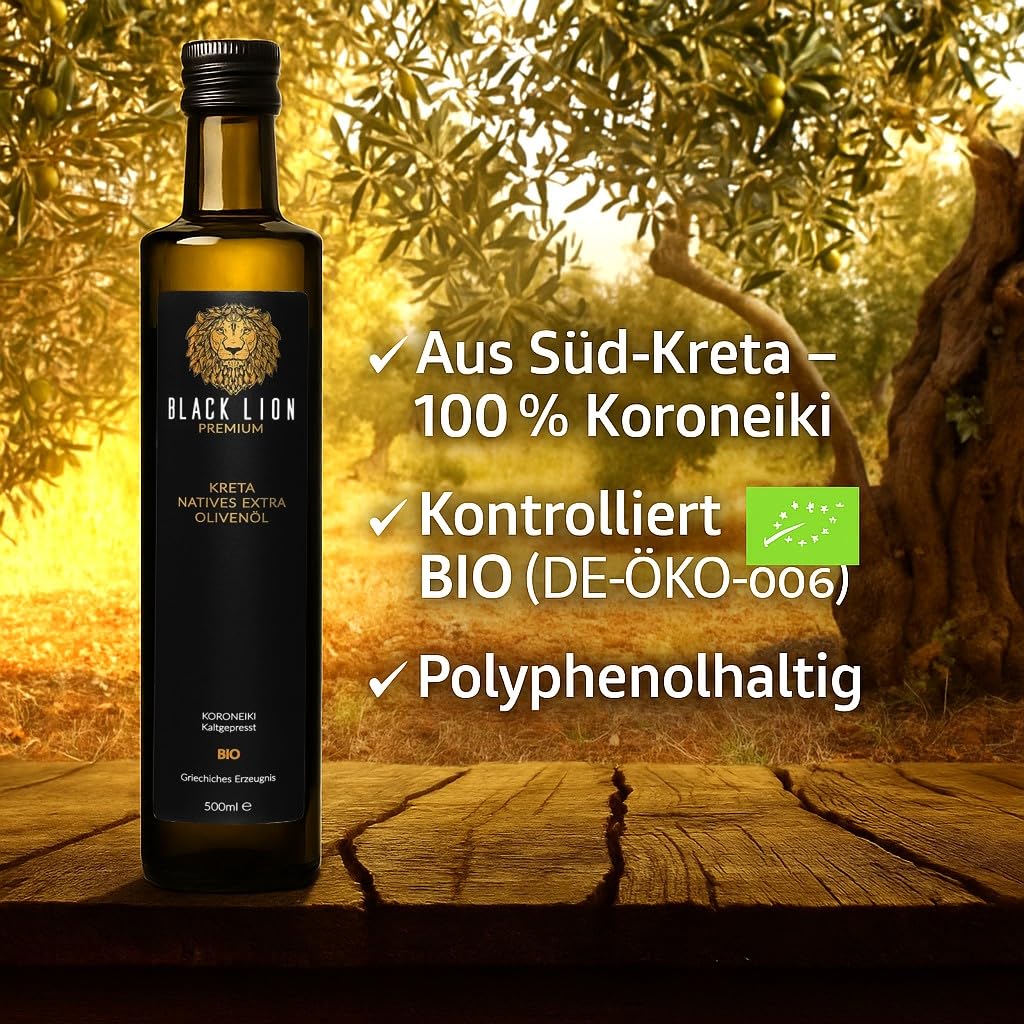 Kreta | grecka ekologiczna oliwa z oliwek tłoczona na zimno, natywna ekstra | łagodno-owocowo-pyszna | 100% oliwka Koroneiki Premium (2 x 750 ml)