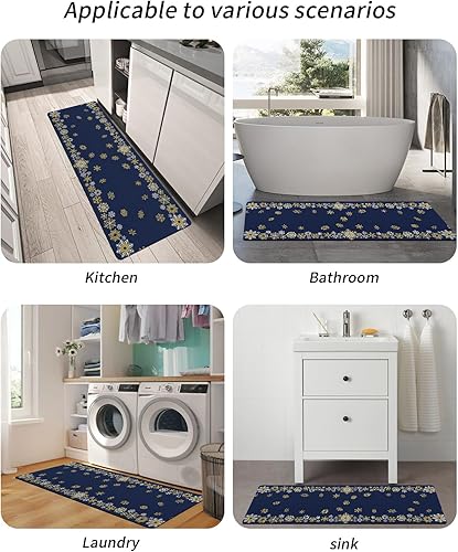 Miniatura 6 de Tapete de baño de Navidad para bañera, antideslizante, de secado rápido y absorbente, tierra de diatomeas, fregadero de cocina, lavable, color azul