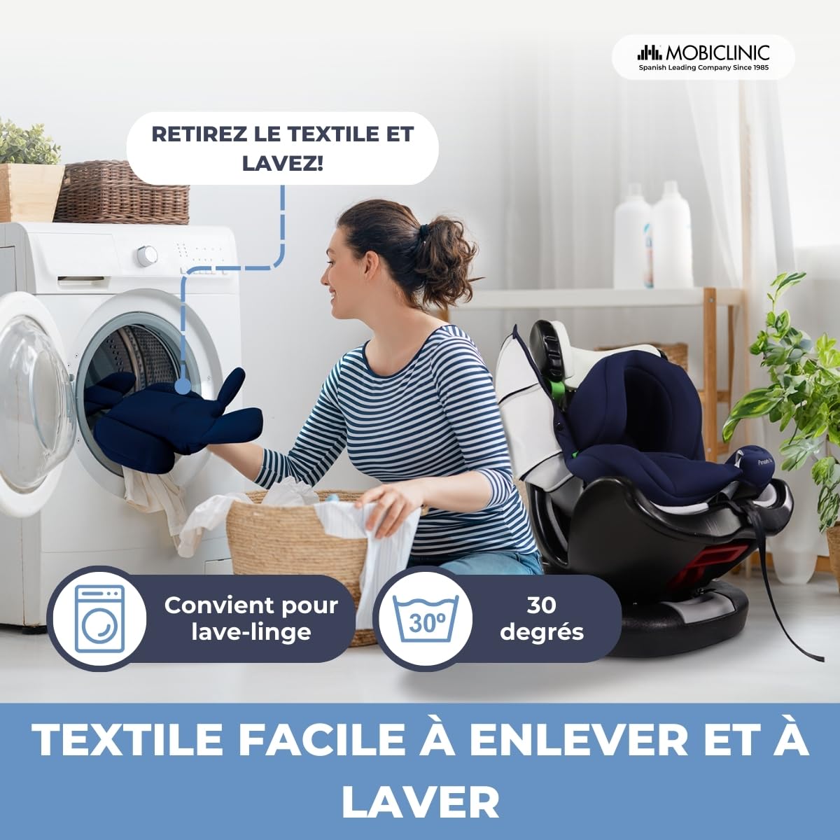 Mobiclinic®, Siège Auto, ISOFIX, Rotation à 360°, I-Size ECE R129, Fixation supérieure, Groupe 0/1/2/3, Convertible, 0 à 36 kg, Harnais 5 points, 0-12 ans, Réglable, Inclinaison 3 Positions, Pandafix