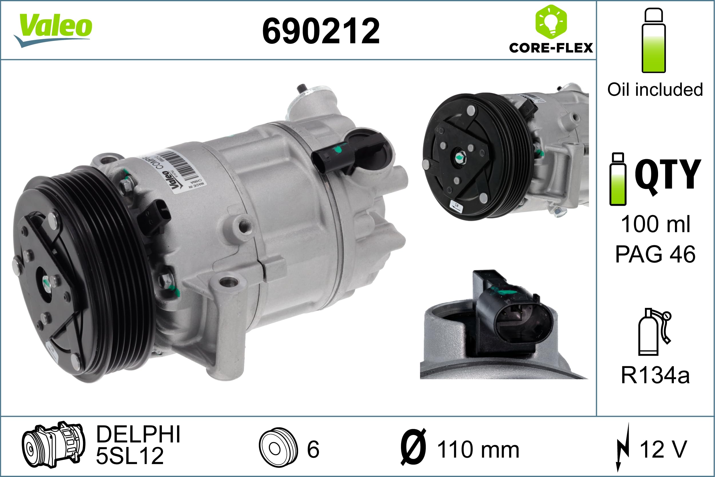 VALEO Compressore, Climatizzatore 690212 Compatibile con: ALFA ROMEO GIULIETTA