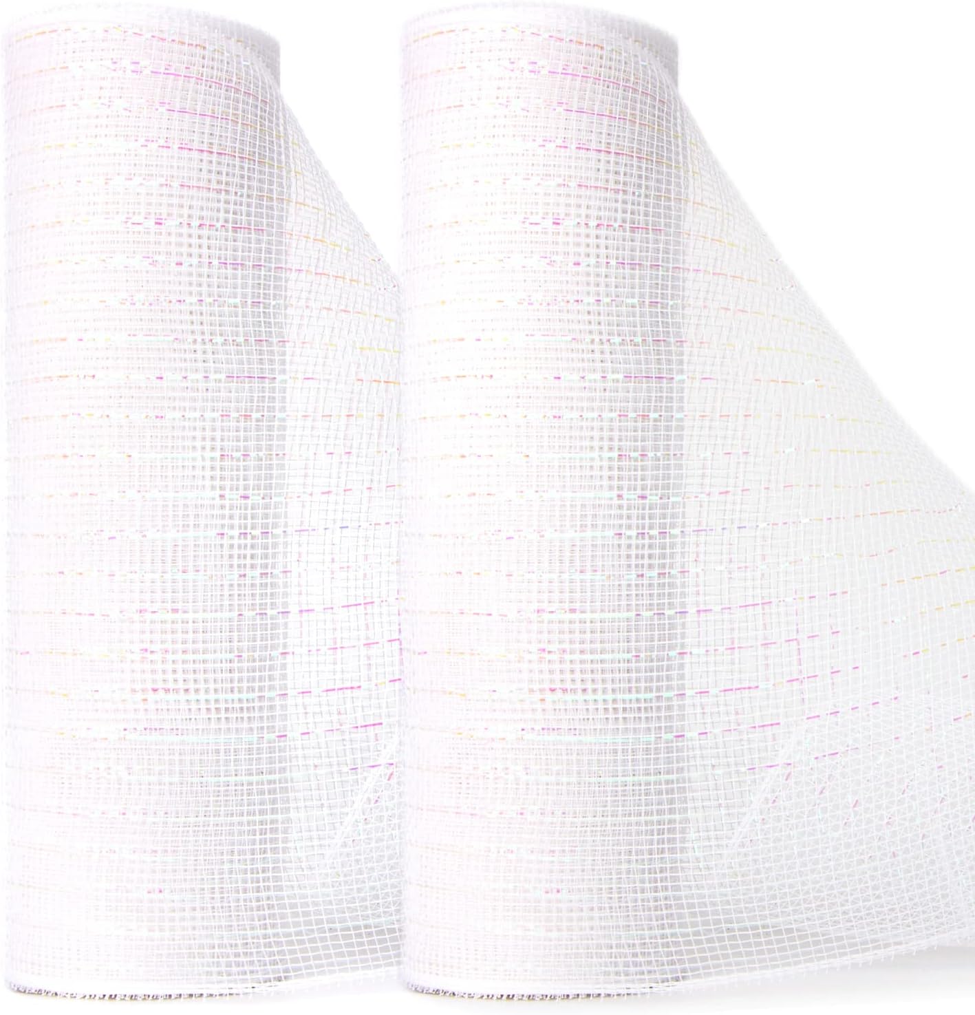 Ribbli 2 Rolls Burlap Mesh Ribbon,10 inch x 30 feet(10Yard) Each Roll,Natural with Jute,Use for Wreath Swags and Decorating