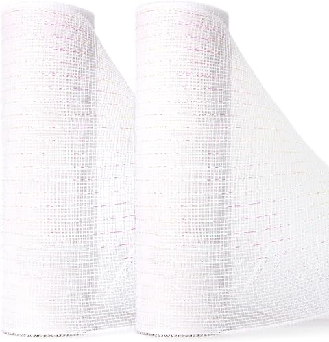 Miniatura 20 de Ribbli 2 rollos de cinta de malla metálica de oro rosa de 10 pulgadas x 30 pies (10 yardas), marfil con lámina de oro rosa e hilo marfil, cinta