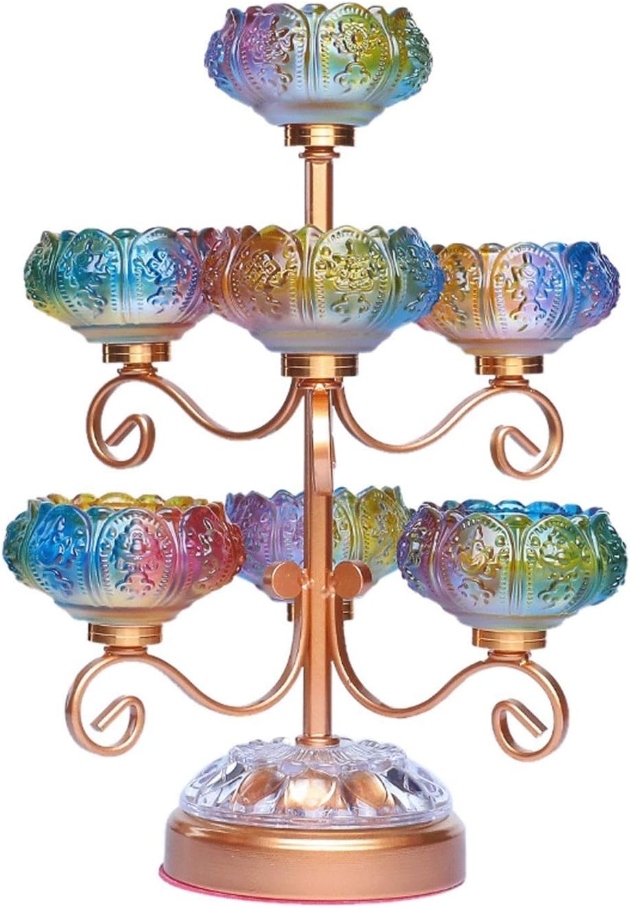 Candle-Holder Crystal Glass 10.6 Inch Lotus Candlesticks Holder, Creative Decoration Candlesticks for Home Decoration Candle Stand Wedding Gift Idea Candlestick(Gold)