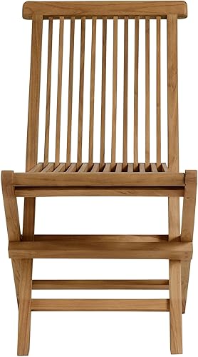 Miniatura 9 de Modway Vienna - Juego de 4 sillas plegables de madera de teca para patio al aire libre, sillas de comedor sin brazos resistentes a la intemperie,