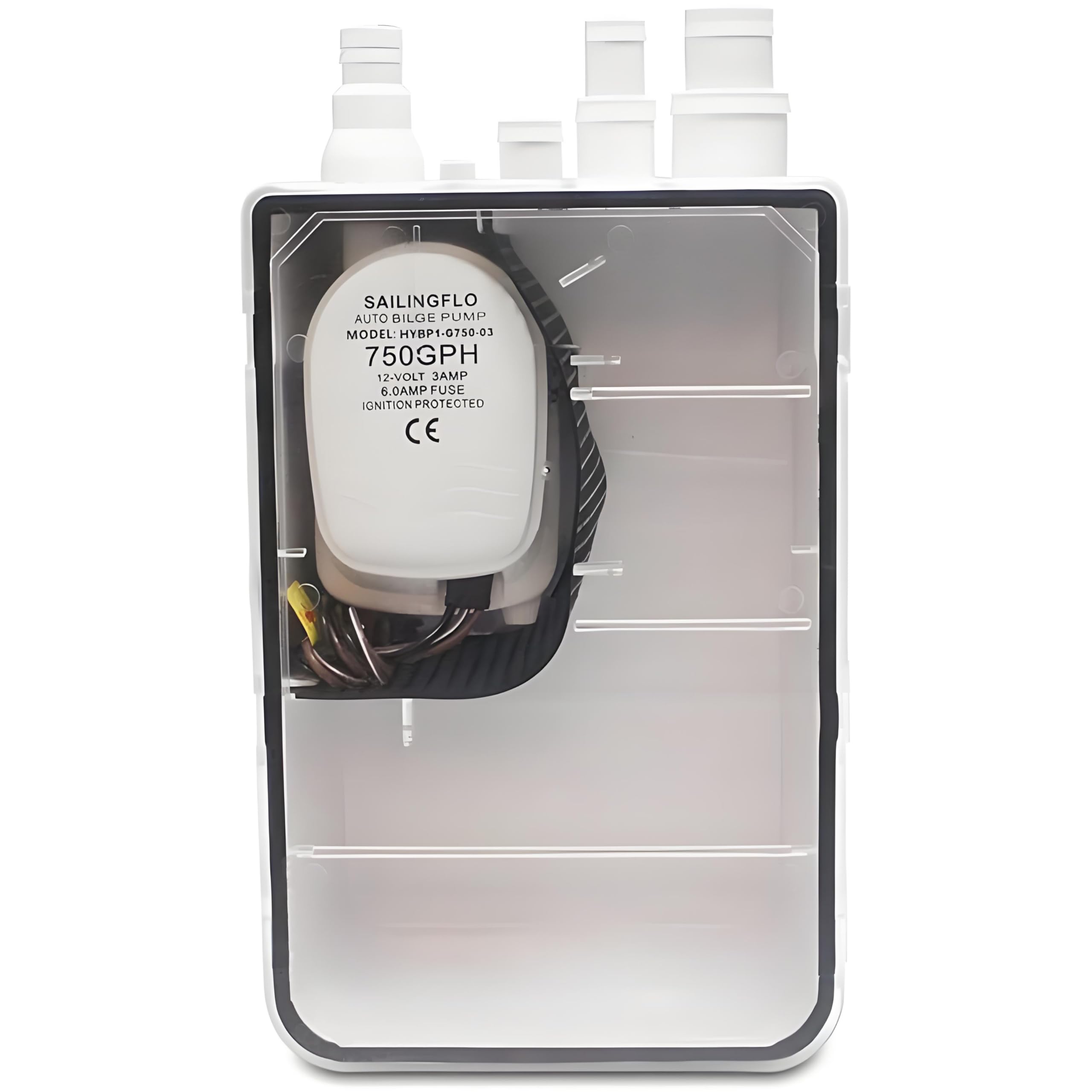 ipalmay 750GPH Marine RV 12V Shower Pump System Multi-Port Drainage Tank Integrated Pump with Float Switch
