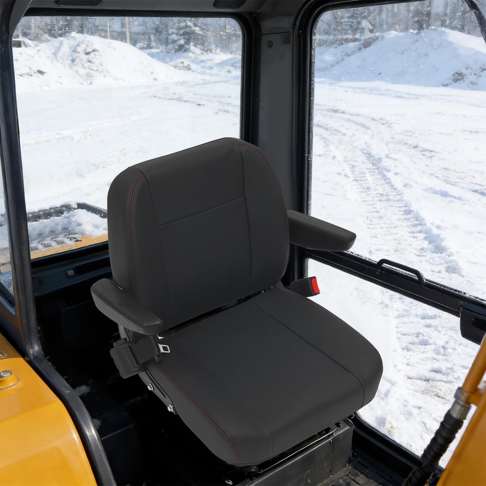 Seggiolino universale per trattore, carrello elevatore con cintura di sicurezza e braccioli, sedile regolabile, sedile universale per carrelli elevatori, sedile in PVC per trattori, escavatori