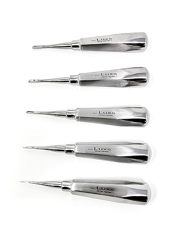 Cynamed Dental Luxating Surgical Root Elevator Premium Set of 5 - Straight Tip Sizes Include 1mm, 2mm, 3mm, 4mm, and 5mm