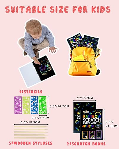 Miniatura 4 de OSLINE Artes y manualidades para niños de 3 a 5 a 10 años, cuadernos de arte de papel rayado de arco iris, kit de suministros de arte para regalos