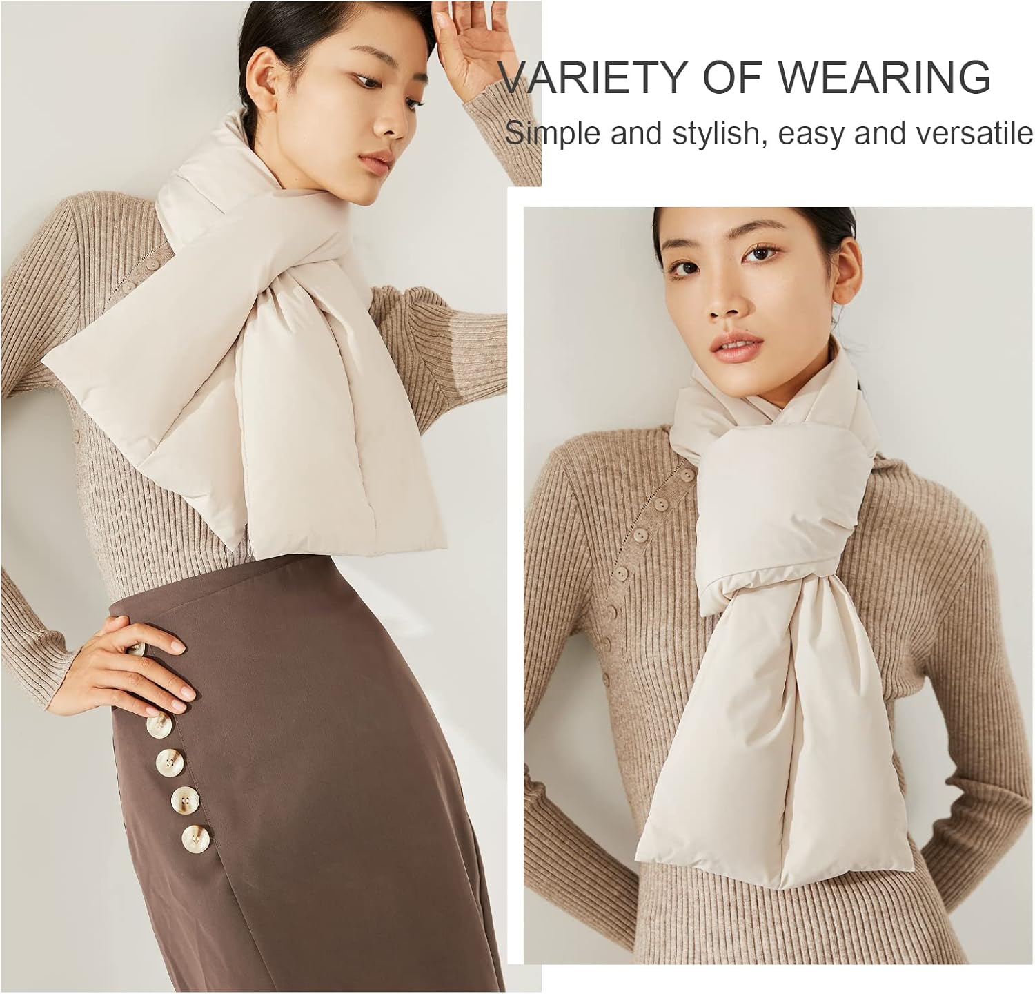 Winter Down Scarf Women Men Down Filling Foldable Plain Waterproof Ultralight Neck Warmer For Cycling Hiking - Image 5