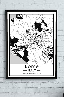 Postermanya (pster14410) İtalya Roma Harita Dekoratif Tasarım Çerçeveli Tablo 21 x 30