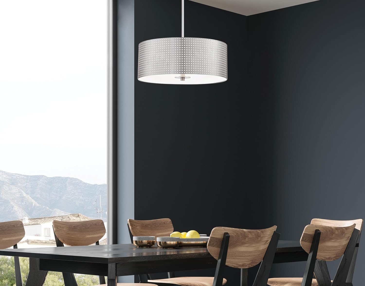 George Kovacs P5743-084 Grid Three Light Pendant, Brushed Nickel