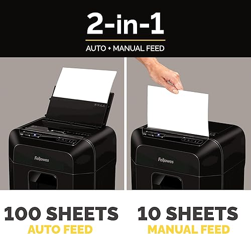 Miniatura 2 de Fellowes AutoMax 100MA 100-Sheet Micro-Cut Autofeed 2-in-1 Paper Shredder for Office/Small Office