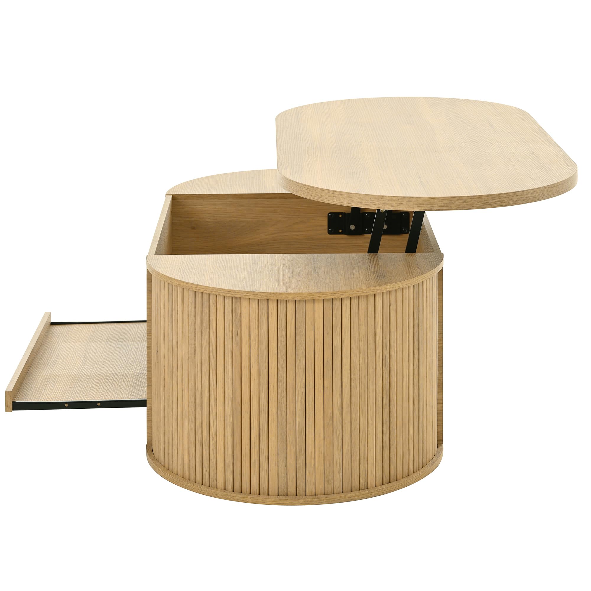 Set de muebles de salón Rosebibi con mesa de centro ajustable en altura y mueble para TV – diseño moderno, espacio de almacenamiento, bordes redondeados – armonía perfecta (mesa de centro+mueble para