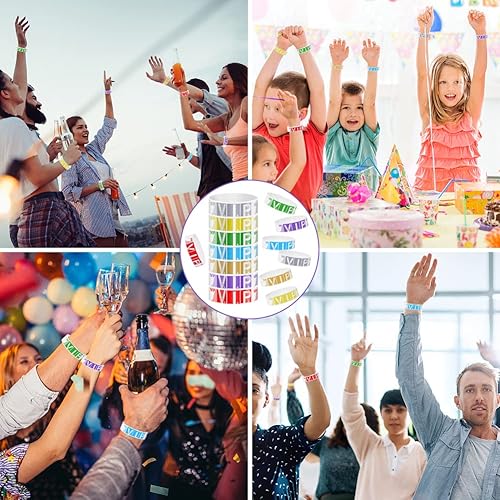 Miniatura 5 de Paquete de 700 pulseras VIP para eventos, de colores neón, para fiestas, eventos deportivos, conciertos, fiestas temáticas, parques de atracciones,