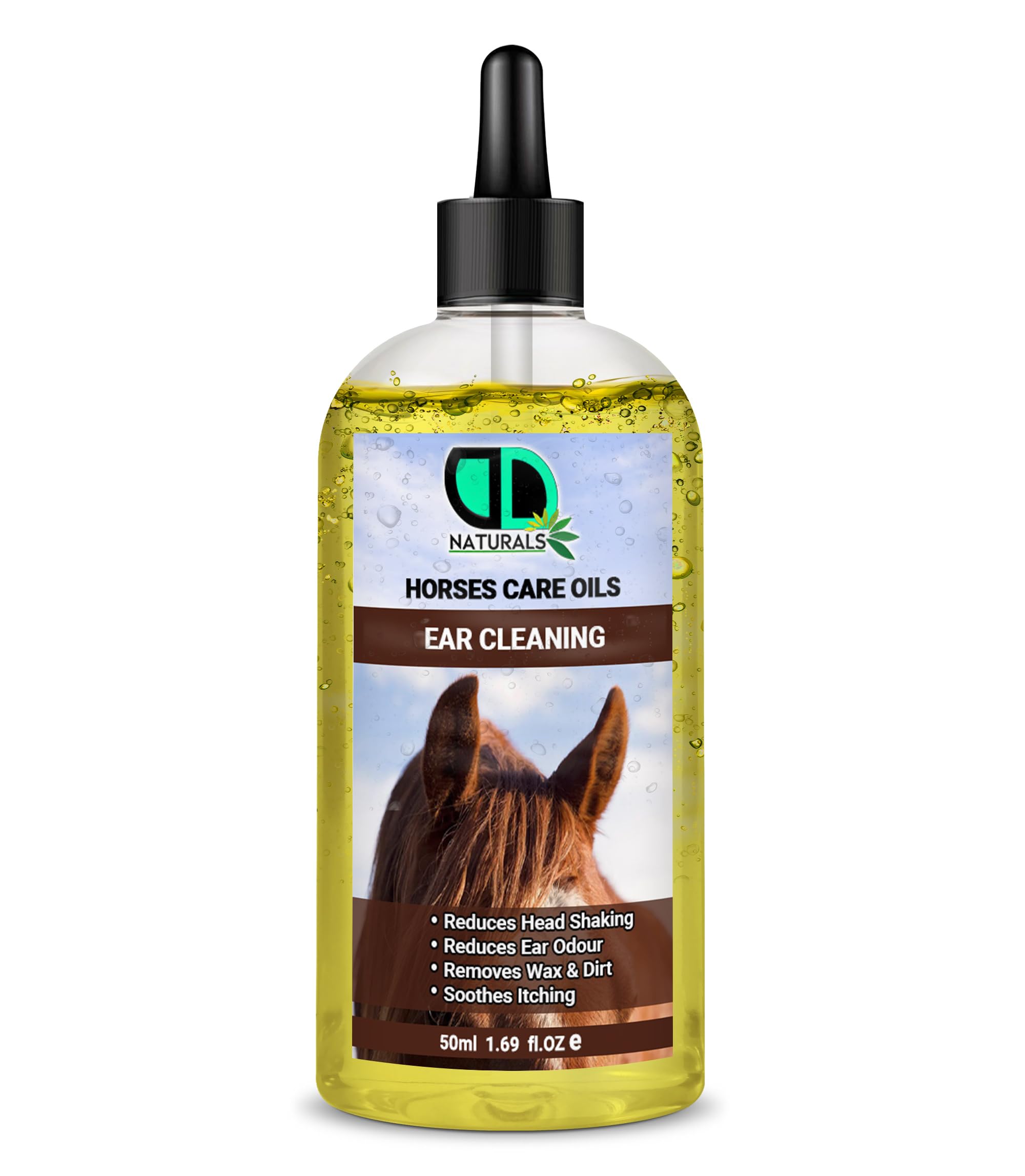 DD teck Horse Ear Cleaning Care Oil | Reduce Head Shaking & Ear Odour, Preventing Infections& Maintaining Hearing Health, Identifying Issues & Improving Communication (50ml Clear Dropper)
