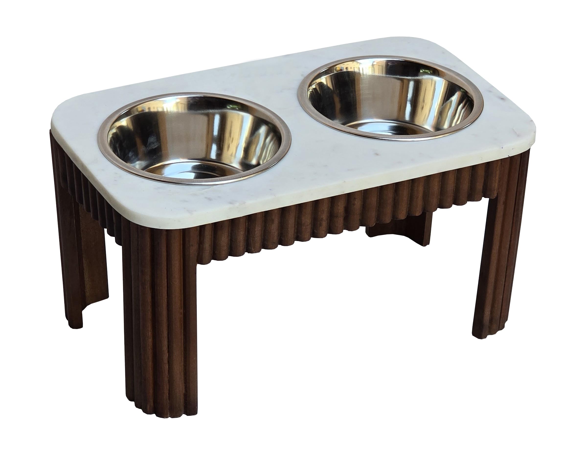 Sugan Wooden Pet Feeder with Marble Top, Double Bowl, Mango Wood, Large Size (B0DF2F99BW) Amazon Price History, Amazon Price Tracker