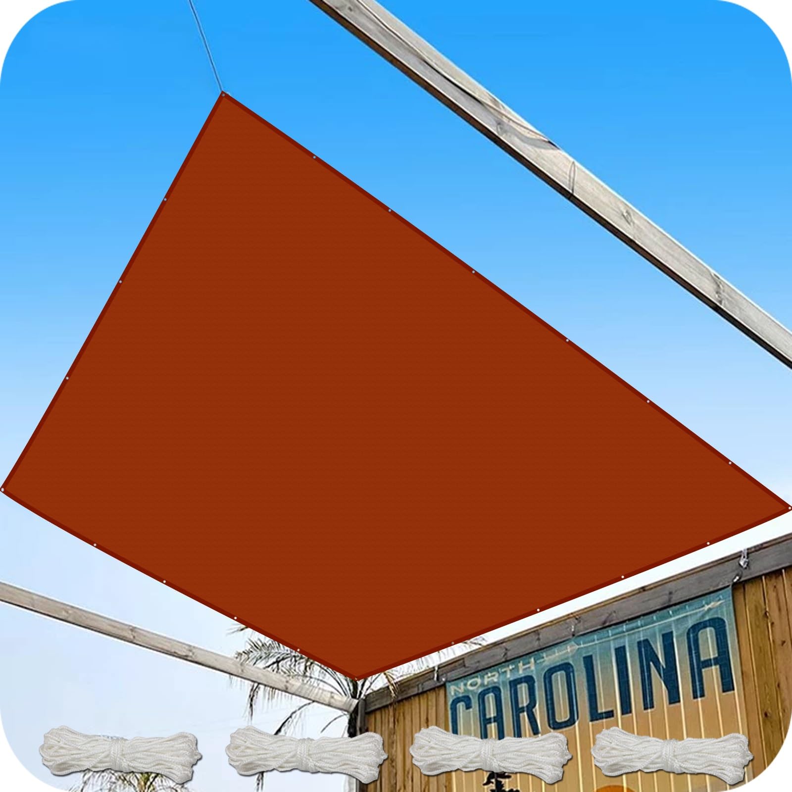 Voile d'ombrage anti-UV et résistant en toile PES rouge rouille 4x4 m