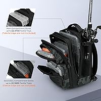 Vista 4 de KastKing BlowBak - Bolsa táctica para aparejos de pesca, mochila de pesca ligera, almacenamiento para equipo y equipo, regalo para hombres G: Negro