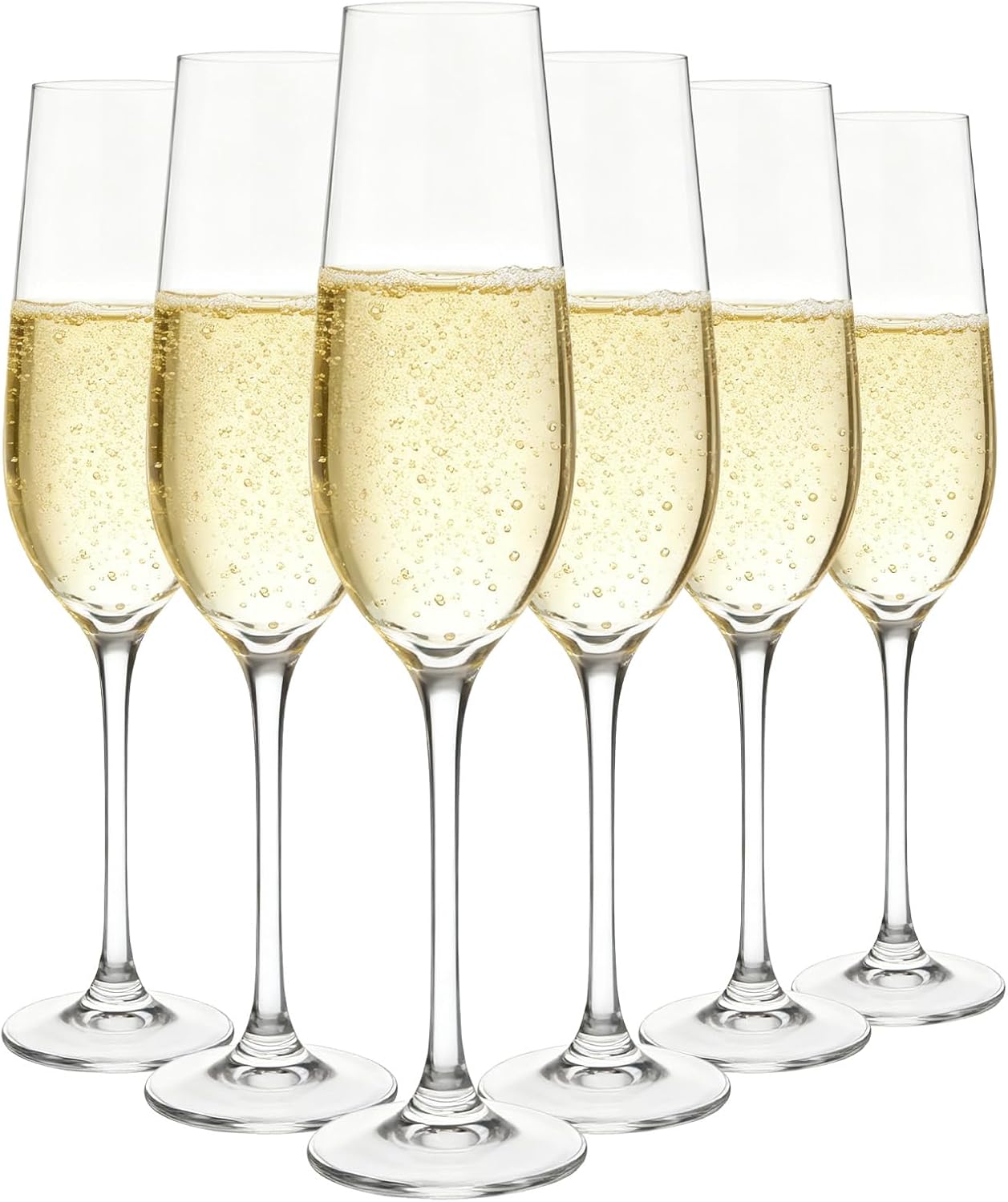 Set of 6 Champagne Flutes, 6.43oz Crystal Prosecco Glasses, Elegant and Durable Design, Perfect for Celebrations, Party, Wedding Events