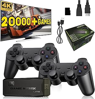 Retro Game Console with 20,000+ Built-in Games, Plug & Play Retro Game Stick, HDMI Video Game System with Wireless Controllers, 9 Classic Emulators, 4K Output for TV & Projector (64G)