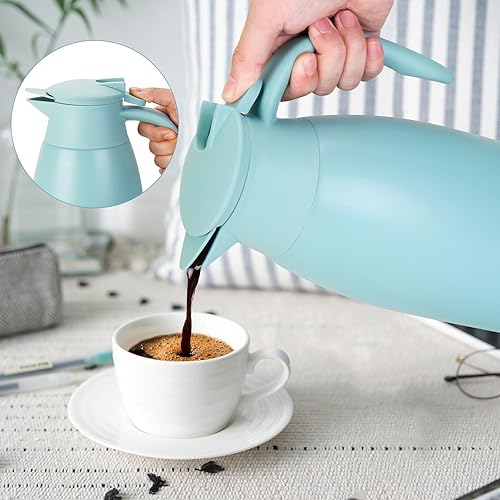Miniatura 2 de VAlinks Jarra térmica de café de 68 onzas con cepillo, dispensador de agua caliente mejorado de 48 horas, termo de café de acero inoxidable aislado,