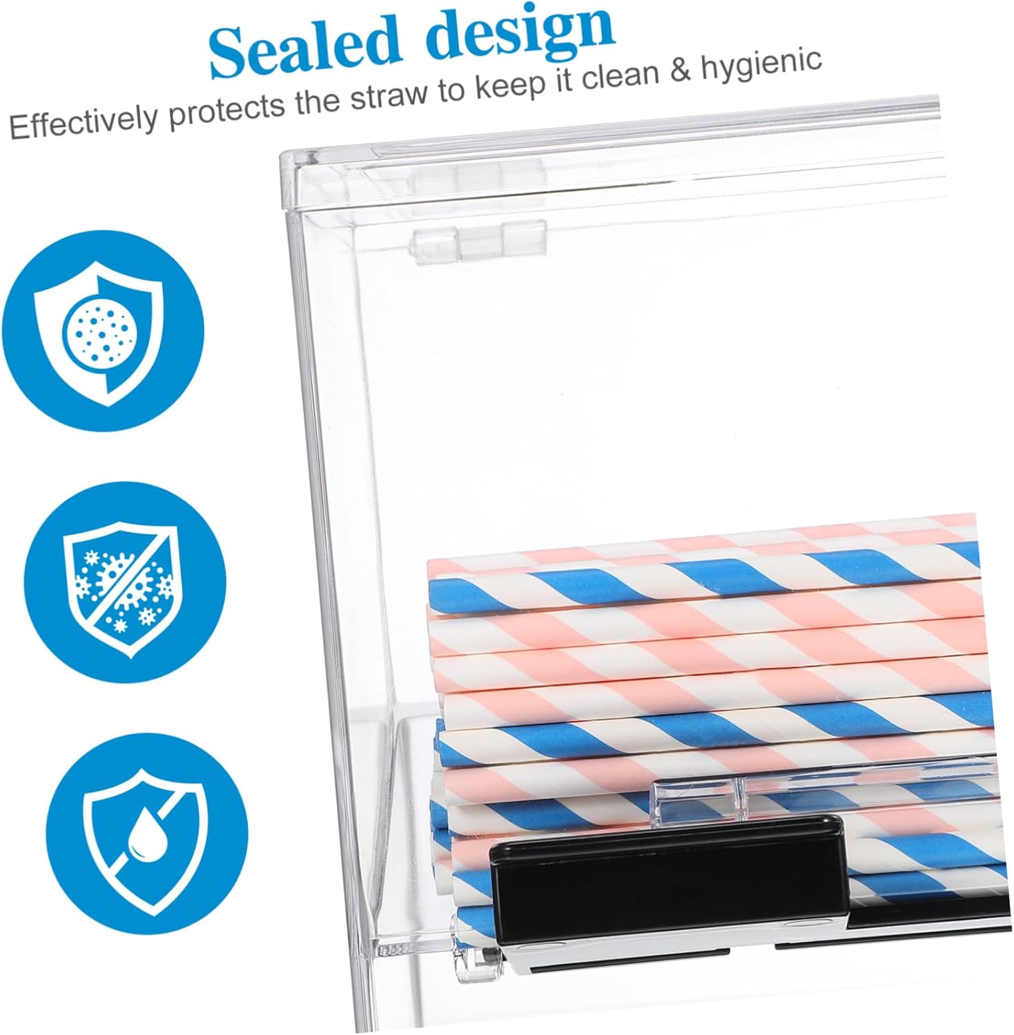 Happyyami Clear Acrylic Pressing Type Straw Dispenser for Bulk Straws Storage Box with Non Slip Base Easy to Clean Organizer for Countertop and Kitchen Use