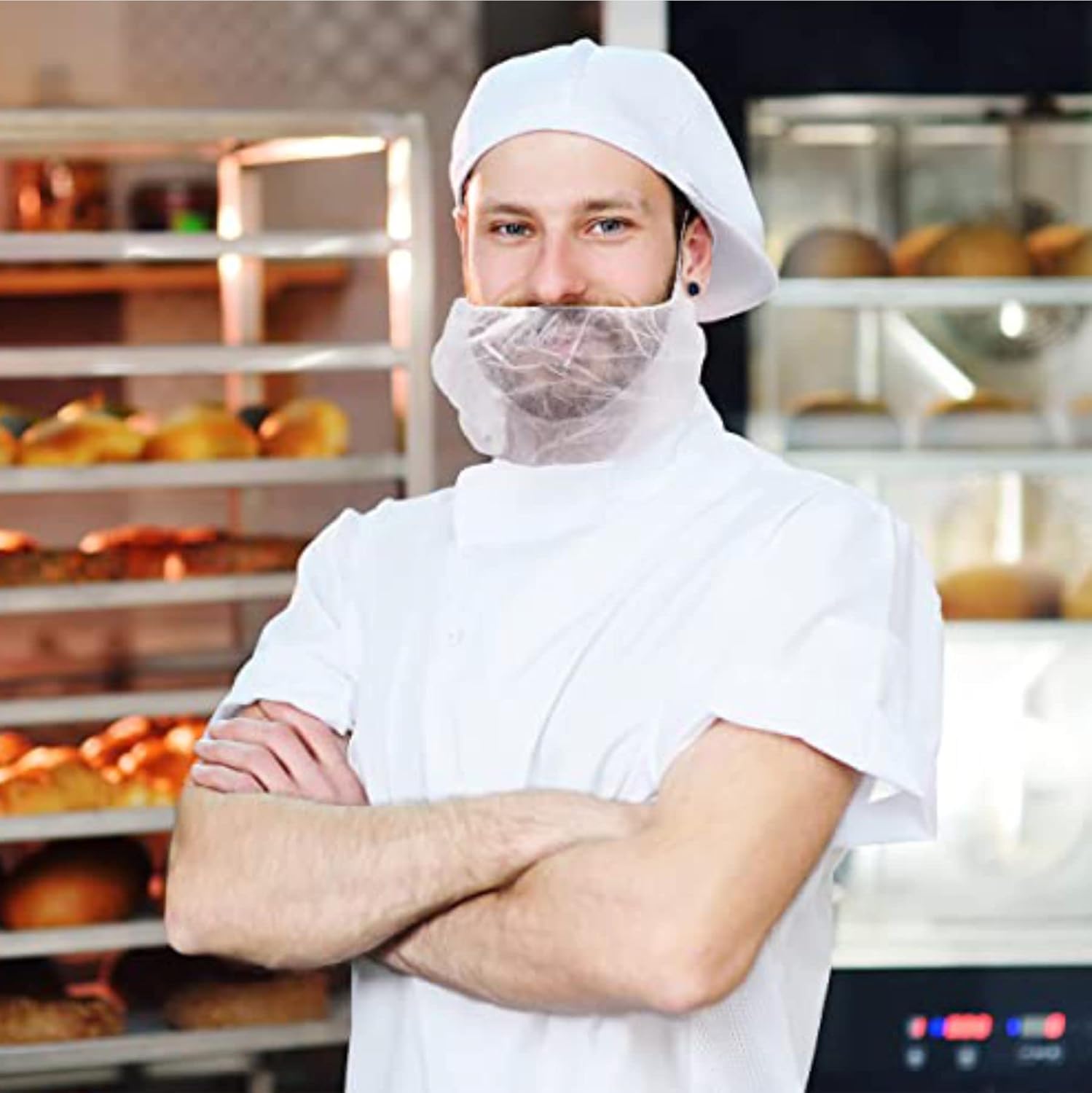 Beard Cover, Lightweight/Breathable, 18 in Dia, Spunbond Polypropylene, Case of 10