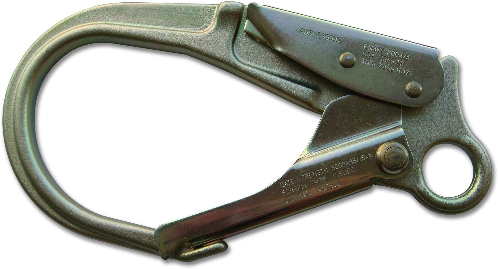 Heavy-Duty Forged Steel Rebar Hook - Double Action, Self Locking, Zinc Plate Finish, 236mm x 125mm, ANSI Z359.1-2007/Z359.12-2009 Certified - Ideal for Climbing & Rigging