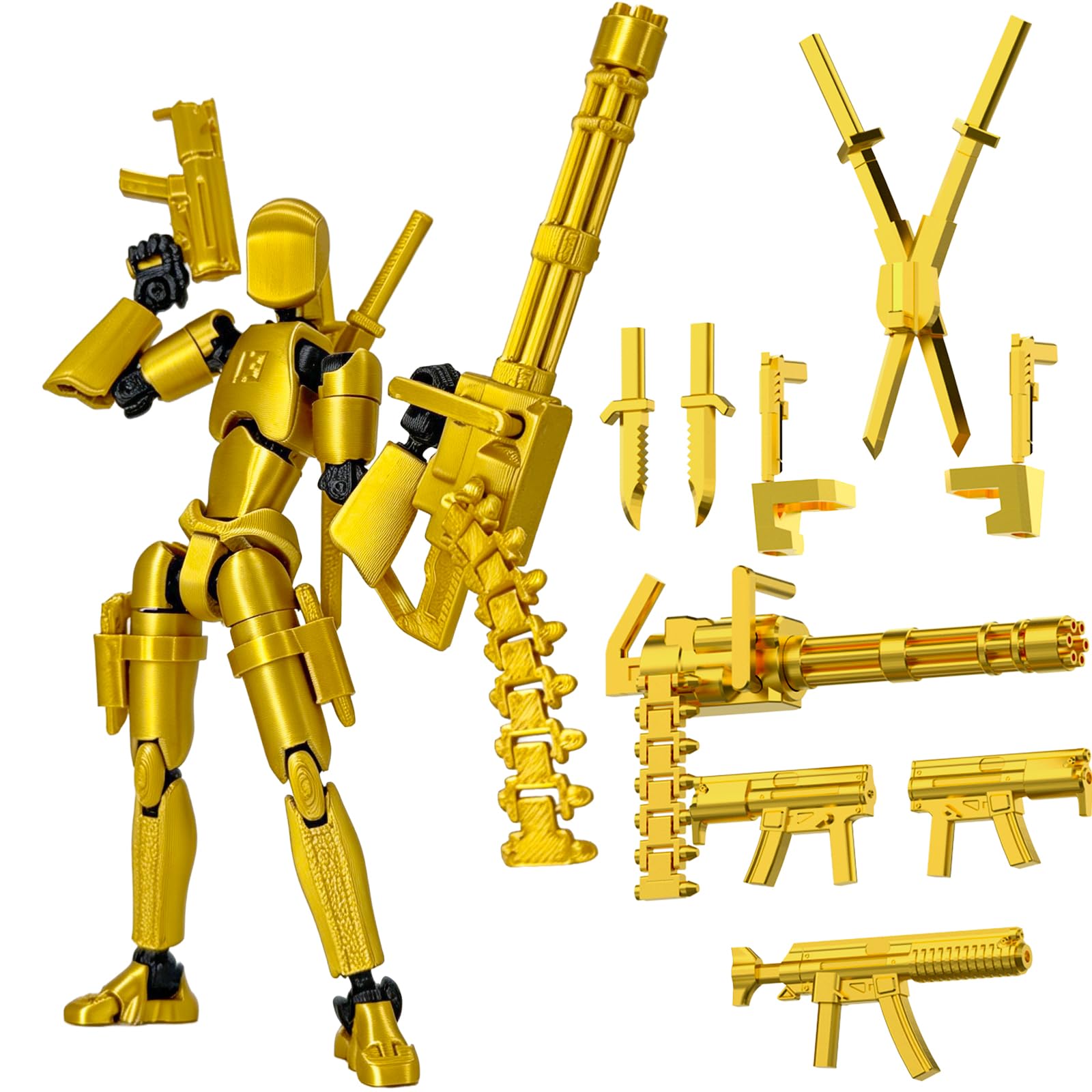 Amazon.com: Deeplus Titan 13 Action Figure, Gold | T Dummy 13, 3D