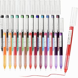 EooUooIP Liquid Ink Rollerball Pens,Coloured Rollerball Pen,Rolling Ball Pens,Fineliner Colouring Pens,24 Pcs Quick-Drying Ink 0.5 mm Extra Fine Point Pens for Writing Note Taking School Office