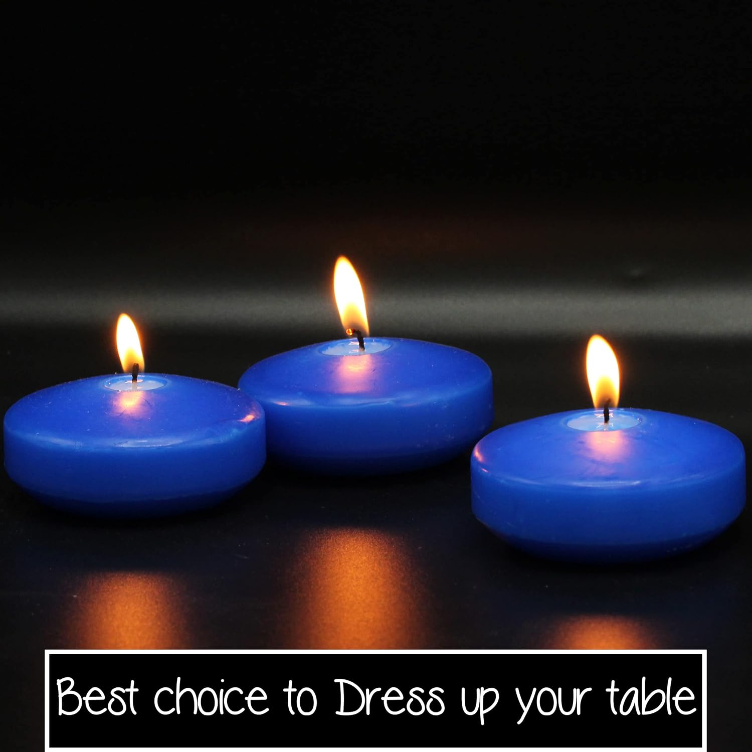 Unscented Floating Candles | Large 3 Inch - Fits in 3 Inch Vase and Above | Dark Blue | Floats On Water | Pack of 12