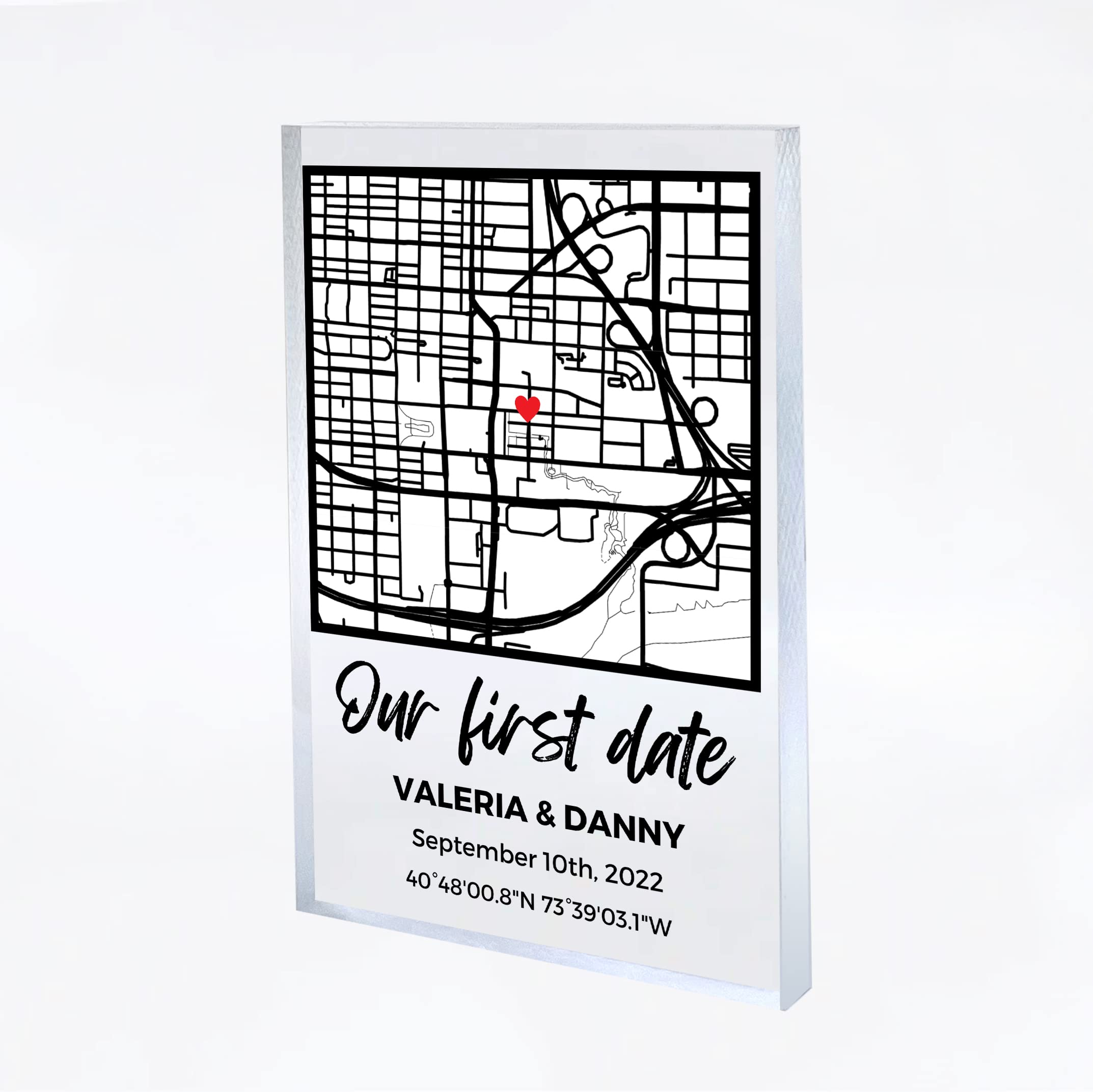 NEXT DAY SHIP Custom Our First Date Map Block - Couple Map, Where It All Began, Gift for Her, Acrylic Plaque Couple Gift, Custom Location, Couples Gift, Gifts for Wife and Husband Anniversary