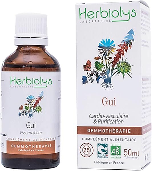 Herbiolys | Organic Bud Macerate | Mistletoe (Viscum album) | Cardiovascular & Purification | Organic Gemmotherapy | 50 ml - 1