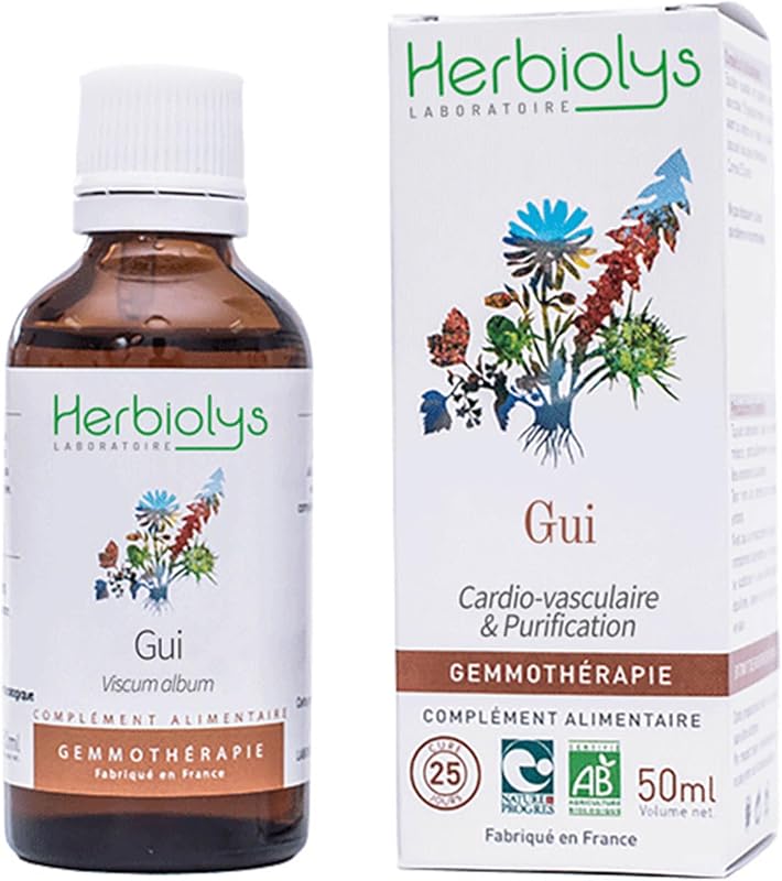 Herbiolys | Organic Bud Macerate | Mistletoe (Viscum album) | Cardiovascular & Purification | Organic Gemmotherapy | 50 ml