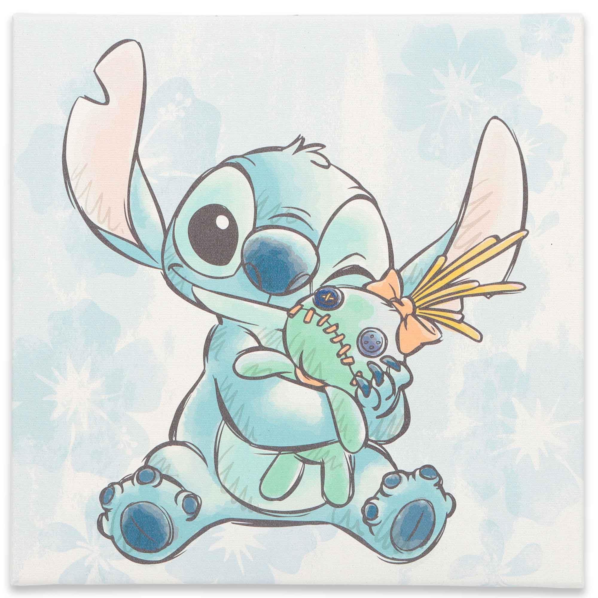 Open Road Brands Disney Lilo and Stitch with Scrump Gallery Wrapped Canvas Wall Art - Sweet Stitch Wall Decor for Nursery or Bedroom