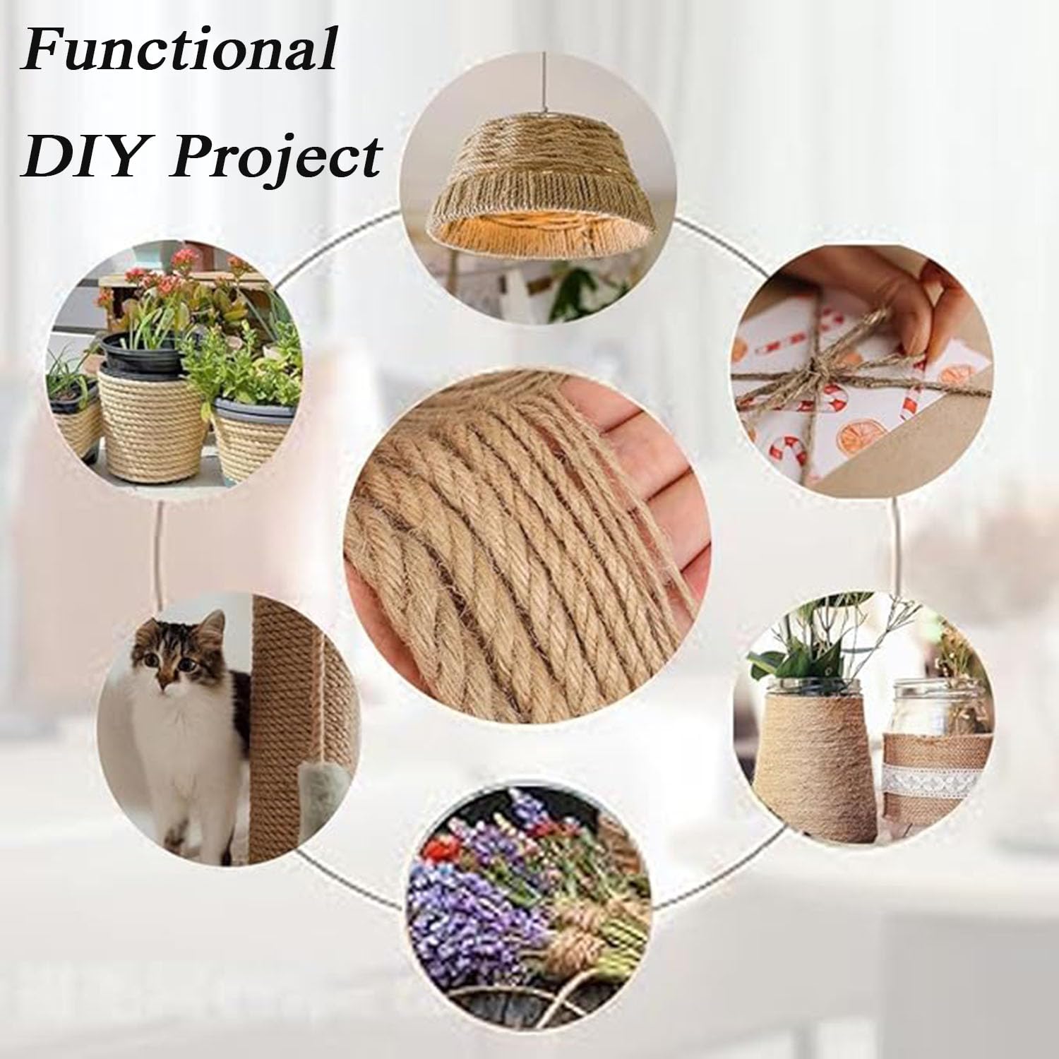 Cuerda de sisal, cuerda de cáñamo para rascar gatos, cuerda gruesa de reparación de árbol de gato, agrupación de jardinería, decoración de manualidades, envoltura de regalos (30 mm x 10 m)