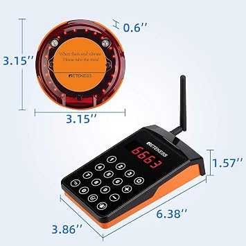 Retekess TD156 الاستدعاء للمطاعم ، طنان انتظار المطاعم ، 2624 قدمًا على المدى الطويل ، تذكير المهلة ، 10 جهاز النداء التجاري للنادي ، المنتجع