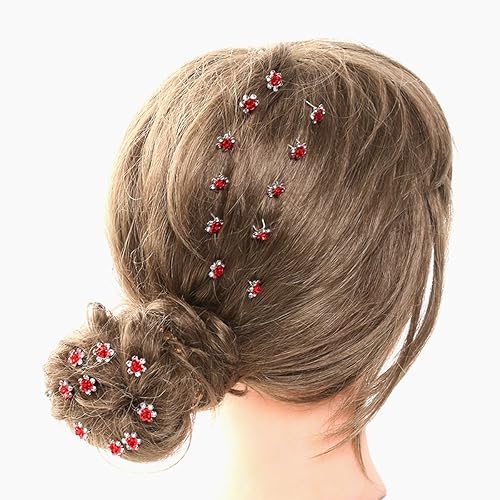 Miniatura 6 de 20pcs Rhinestone Rose Flower Hair Bobby Pin Crystal Bride Wedding Metal Clip de pelo Decoración U forma joyería accesorios, Cabello de cristal,