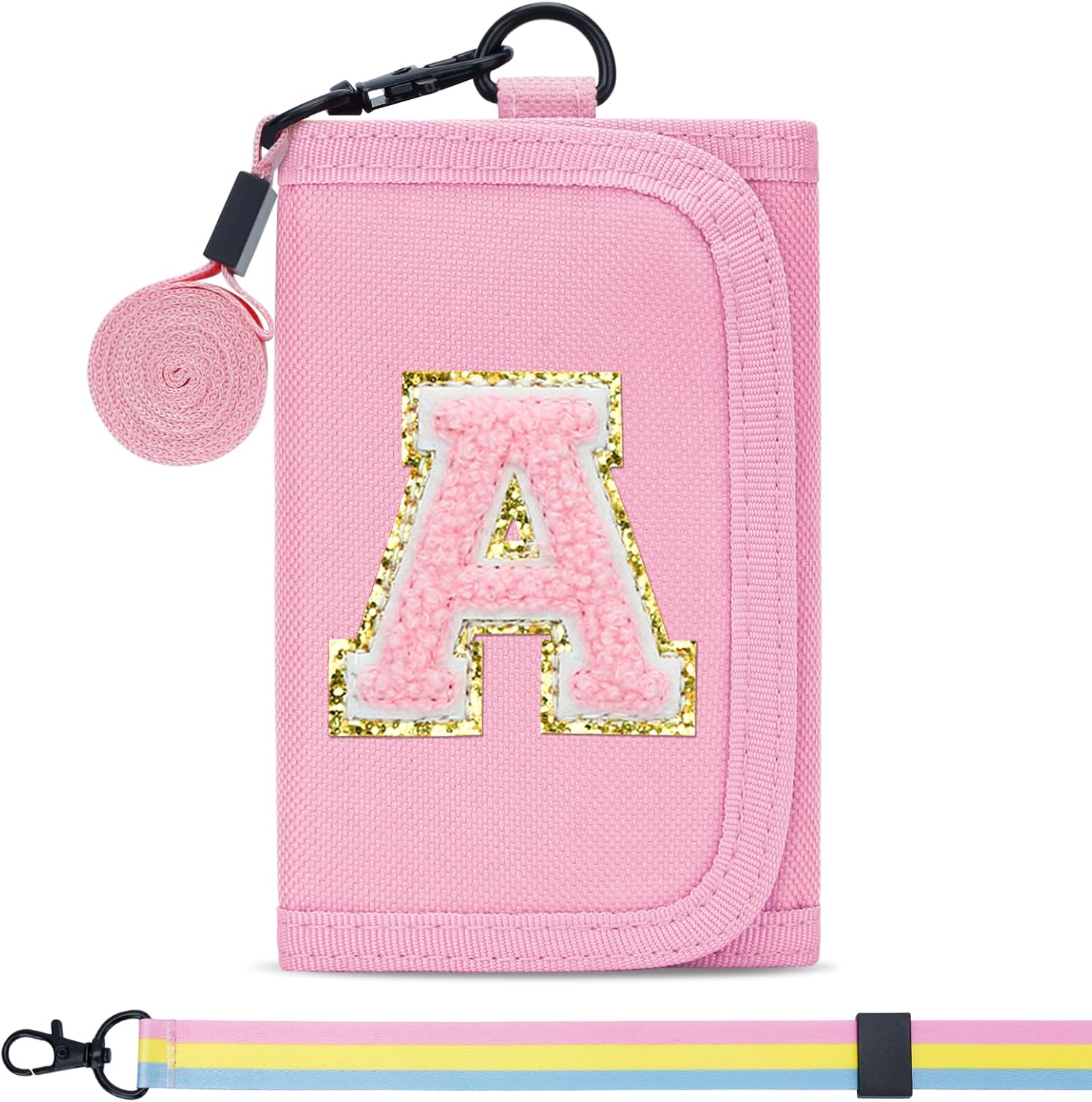 KKXIU Gifts for Girls 3 4 5 6 7 8 9 10 11 12 Years Old Kids Wallet Cute Initial Coin Purse Toddler Wallet with Magic Sticker, Pink, A