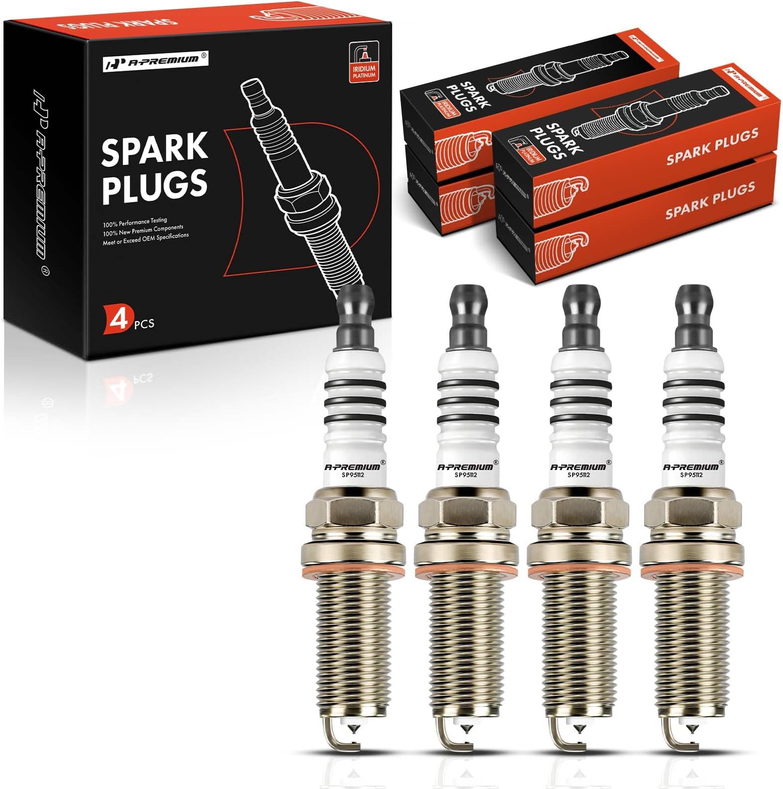 A-Premium Iridium Platinum Spark Plugs Compatible with Honda Civic 2016 2017 2018 2019 2020, 1.5L 2.0L, Pack of 4