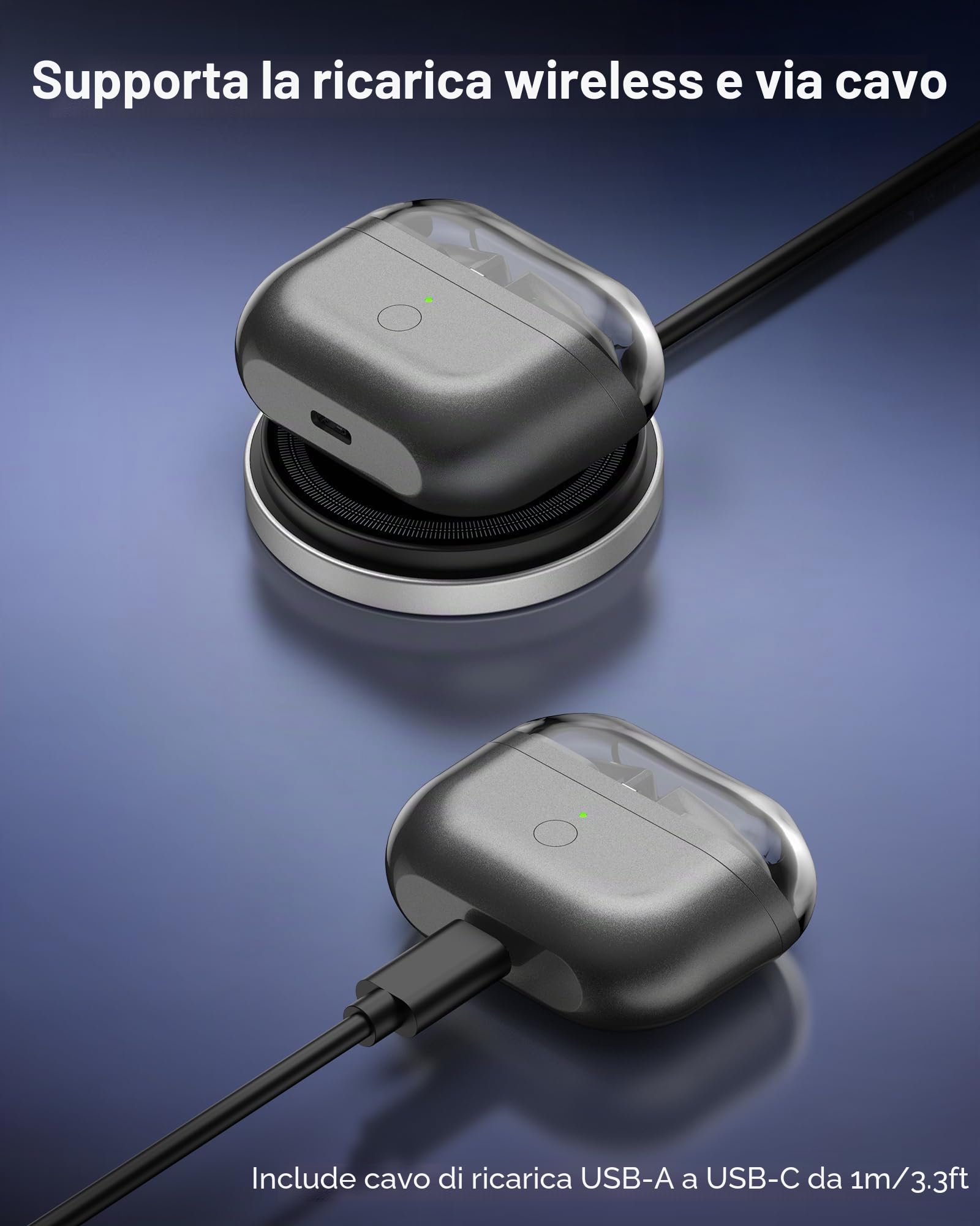 Custodia di ricarica compatibile con Samsung Galaxy Buds 3 Pro, scatola sostitutiva con funzione di abbinamento, supporta la ricarica wireless (Auricolari non inclusi) Y033P BK