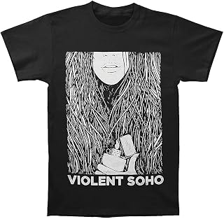[FAZOM] Violent Soho 暴力苏霍 摇滚 美国 流行 欧美风 音乐 T恤 男士 女士 T恤 夏装 运动 印花 短袖 个性 素色 宽松 透气 时尚, 黑色, 5XL
