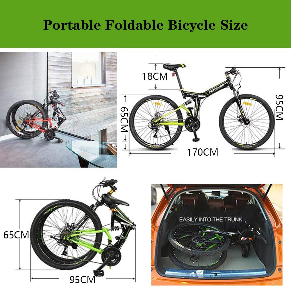 Pliable Vélos de Montagne,26Inch 21 Vitesses Léger Adulte Folding Bike avec Double Frein à Disque,Cadre en Acier Carbone VTT Vélos pour Homme et Femme