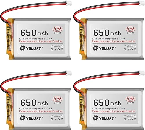 4pcs 3.7V 650mAh 503450 batería de polímero de litio 1S 1C LiPo batería recargable con placa de protección, conector micro PH2.0 compatible con
