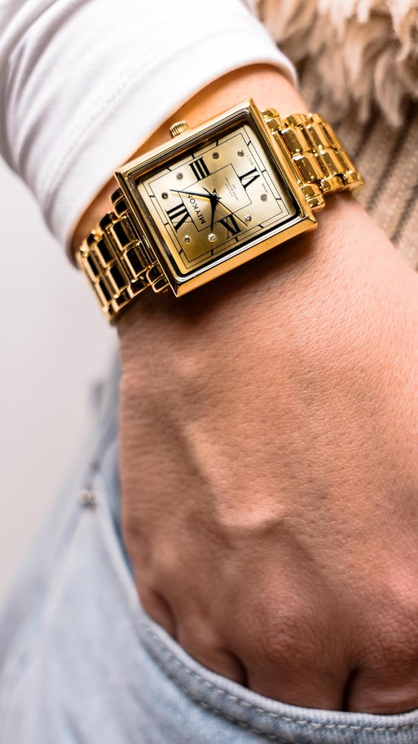 Miykon Dainty Watches for Women - Small Face Square Womens Watch with Genuine Crystals, Classic Luxury Style Bracelet Watch for Petite Thin Wrists, Cute & Unique - Japanese Quartz, Waterproof to 100ft - Image 4