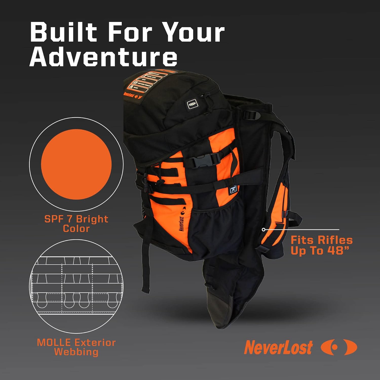 NeverLost Scout Backpack with open Gun scabbard