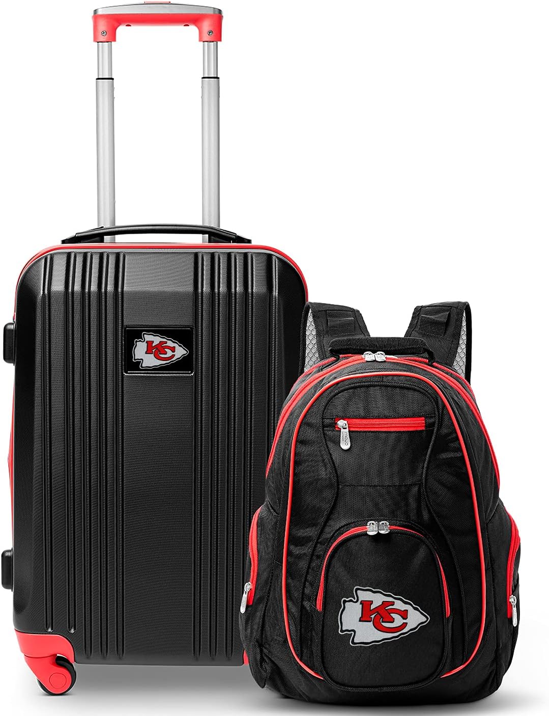 Kansas City Chiefs 2-Piece Luggage Set, Includes 21-inch Two-Tone Hardcase Spinner and 19" Laptop Backpack