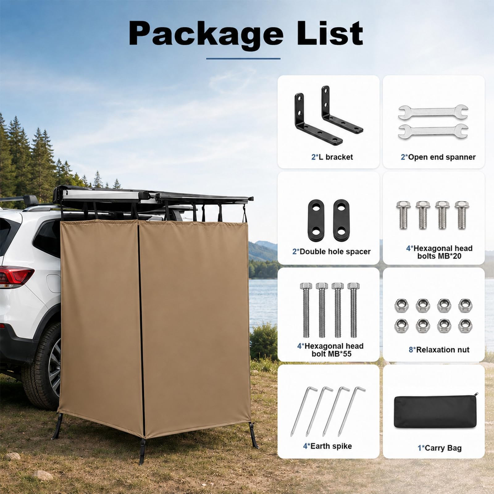 Duschzelt Camping, Oxford Wasserdicht Toilettenzelt, PrivatsphäRe SchutzräUme FüR Outdoor Campingdusche, Unverzichtbar Offroad ZubehöR, Aluminium&Stark ReißFest, Montiert Auf DachträGer Universal