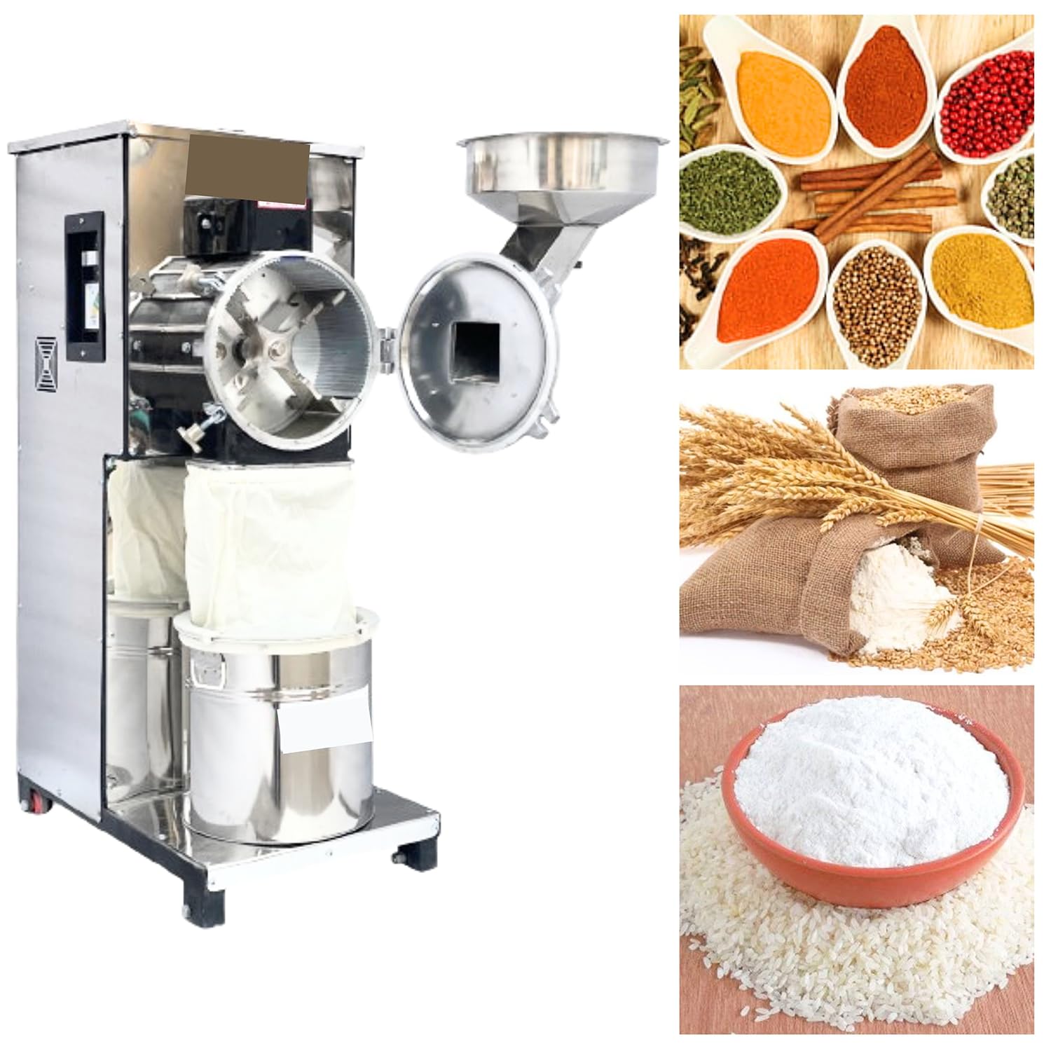 Swadesi Krafts Pulveriser Machine 3 Hp Stainless Steel Body with 3 Hp Motor Single Phase Pulveriser Machine Size 23”X15”X41” Inch (LXWXH) with 5 Jali Used for Mill Grains Like Wheat, Rice, and Spices-image-48