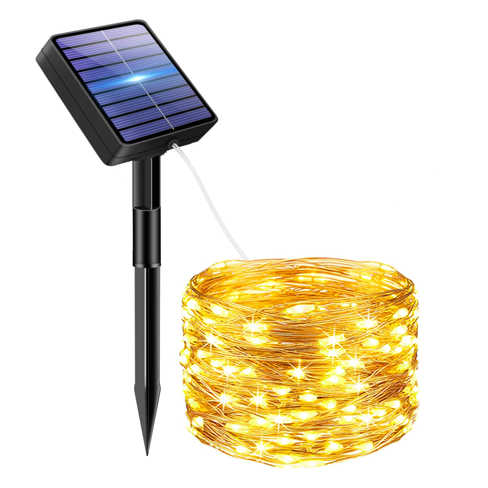 bitjam Solar Lichterkette Aussen, 5M 50 LED Lichterketten Solar Draußen 8 Modi IP65 Wasserdicht Solarlichterkette Außen Wetterfest für Garten Zaun Baum Hof Balkon Deko (Warmweiß)